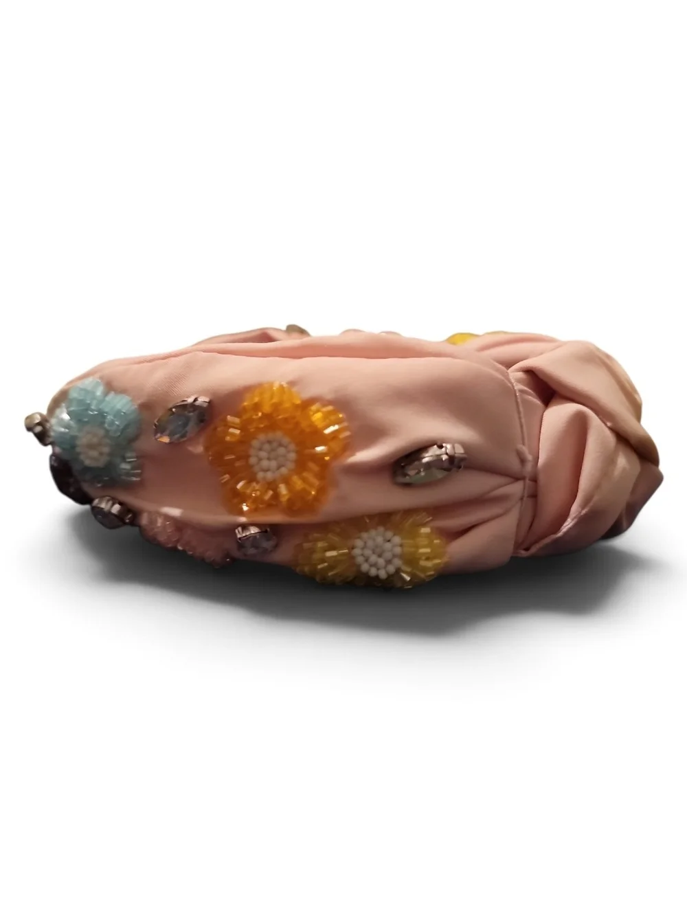 Handcrafted Pink Floral Beaded Headband